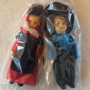 Bundle of 2 Vintage Tiny 4” Plastic Old Fashioned Dolls Bundle 3 items 2 Save 30